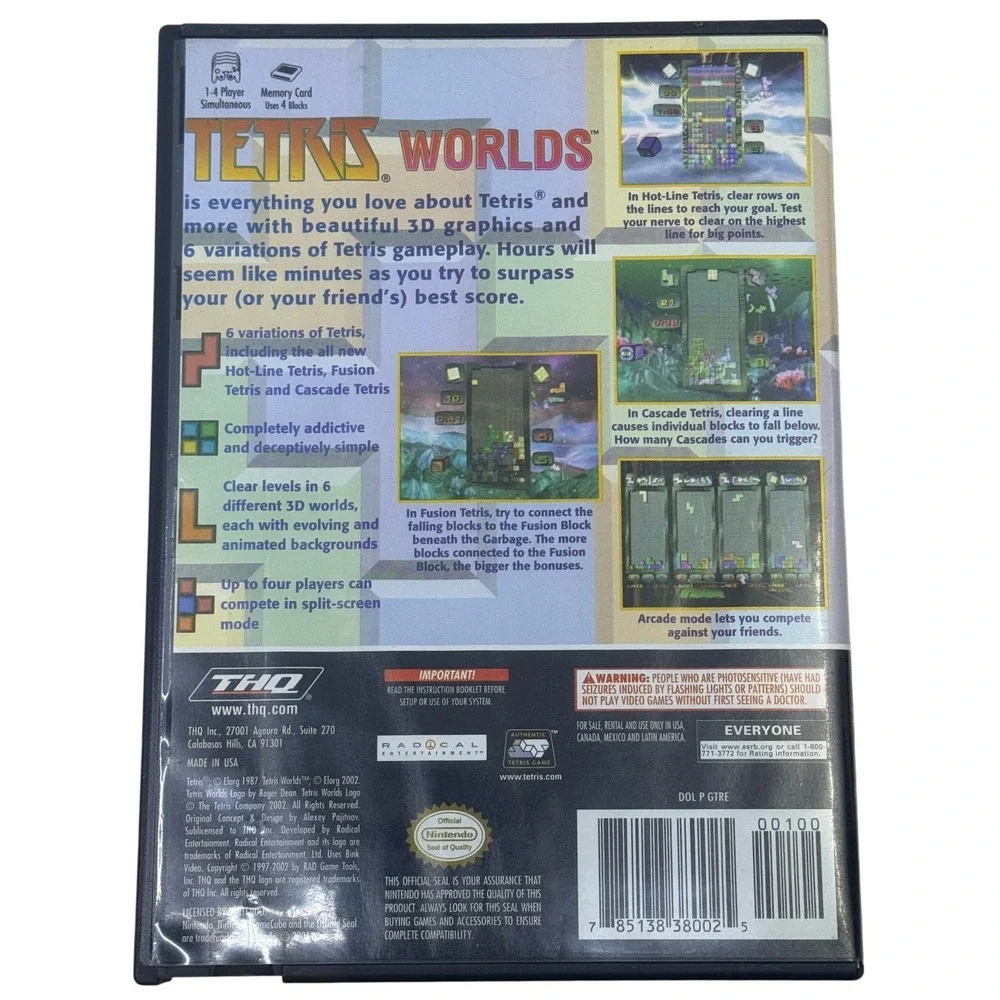 Tetris Worlds Nintendo GameCube Game CIB Complete Manual THQ Puzzle